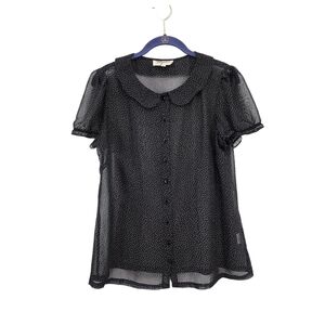 Tatyana Women's Chloe Swiss Dots Button Front Blouse - L